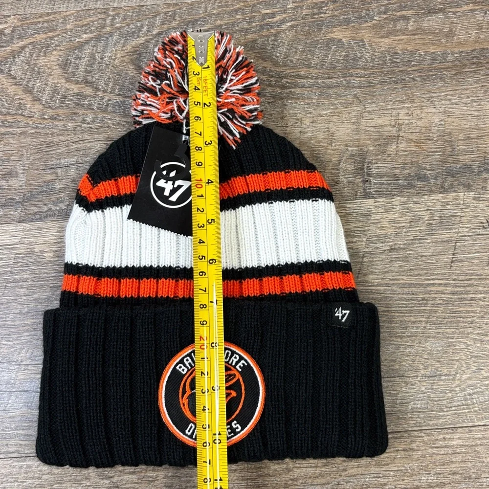 🧡 Baltimore Orioles ‘47 Brand OSFA Pom Beanie – NWT 🖤